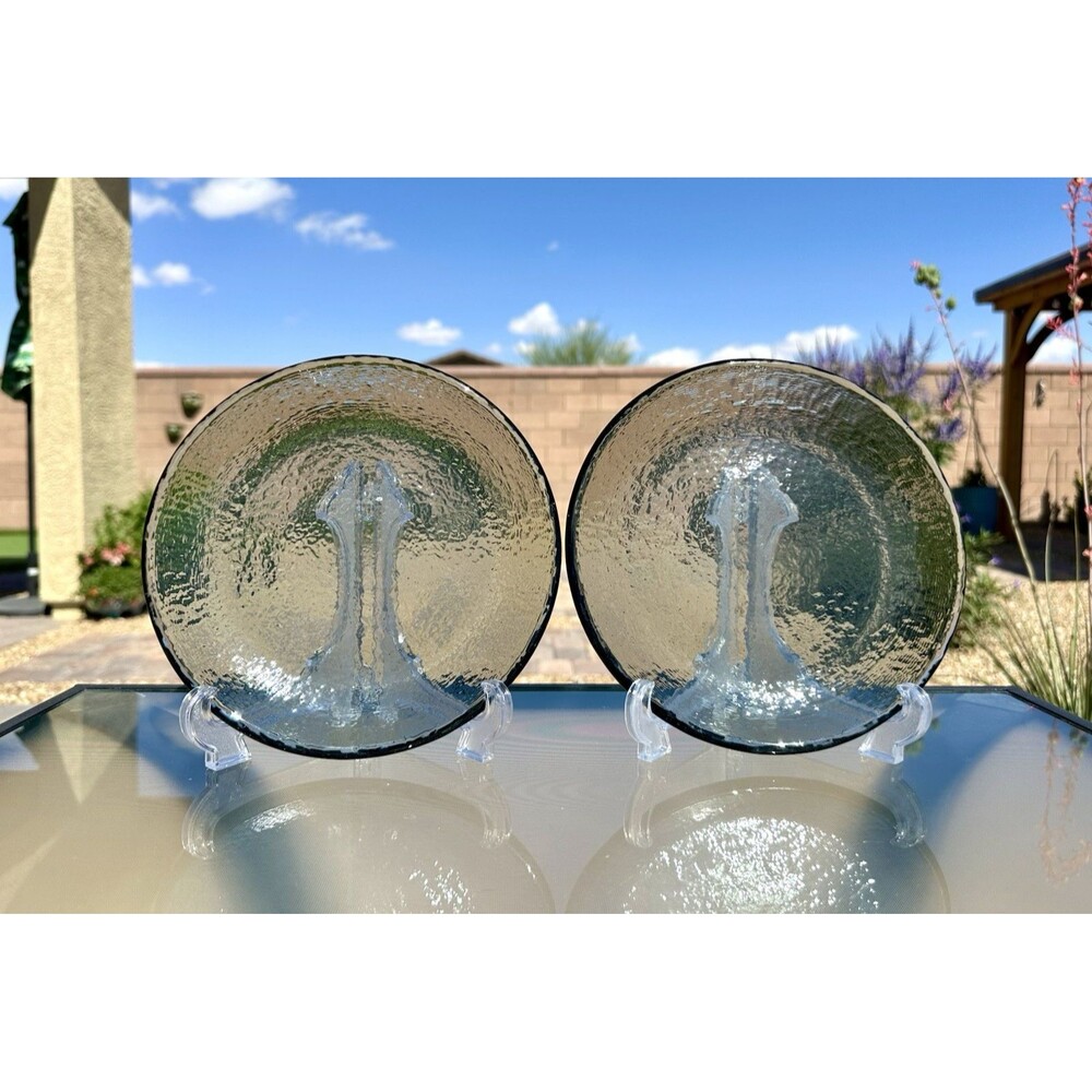 Fire & Light Recycled Glass Salad Plate Set of 2 Twilight Black Gray 8” USA Made
